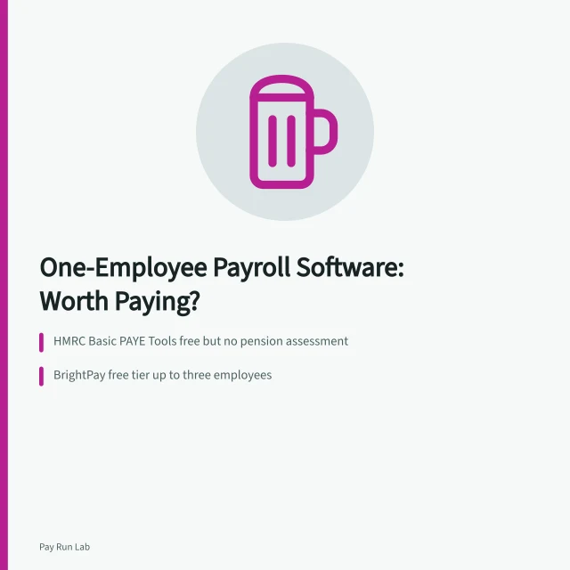Card comparing UK payroll software options for a single employee. Payroll software for one employee UK: is it worth it?
